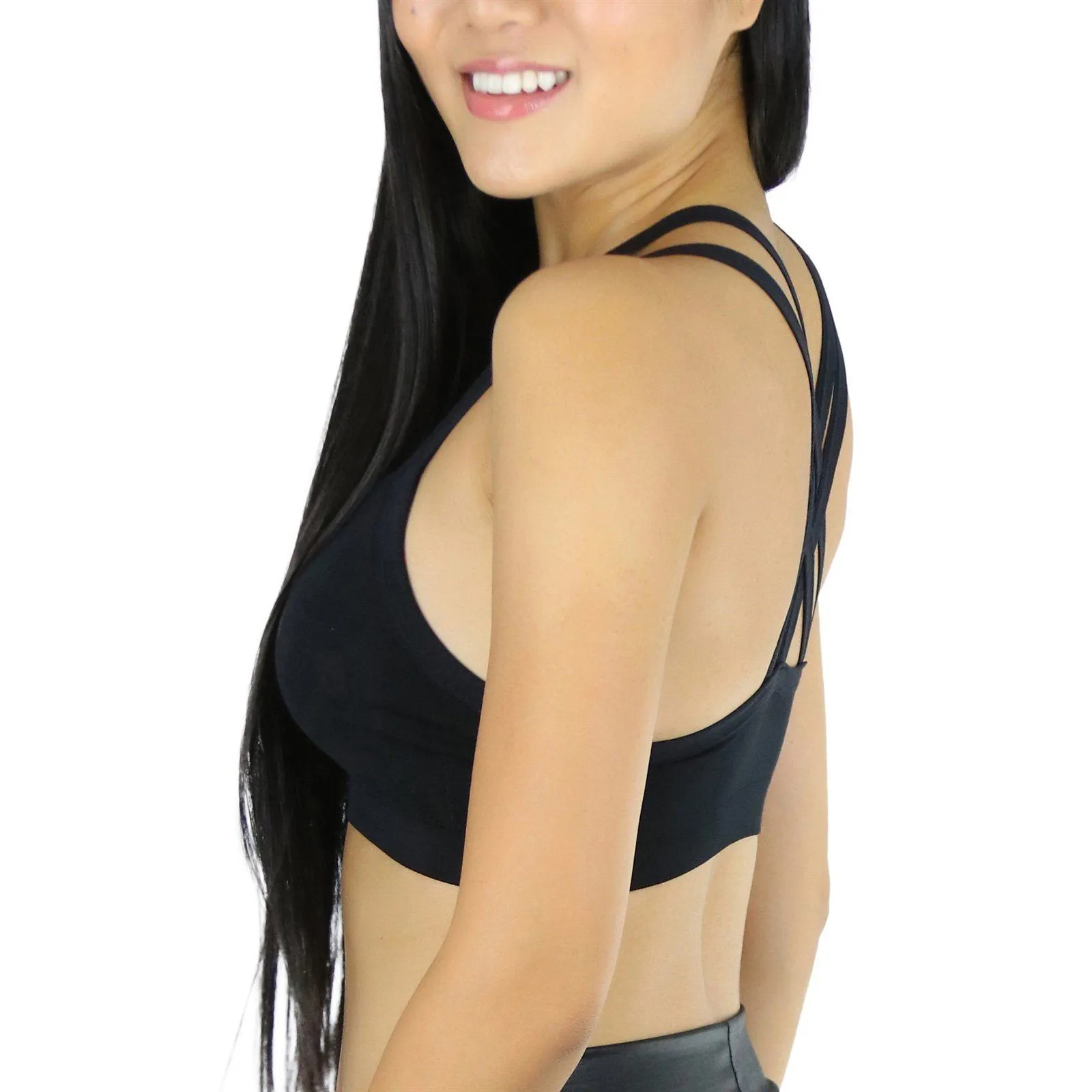3-Pack: Women's Wire-Free Seamless Sports Bra with Cross-Back