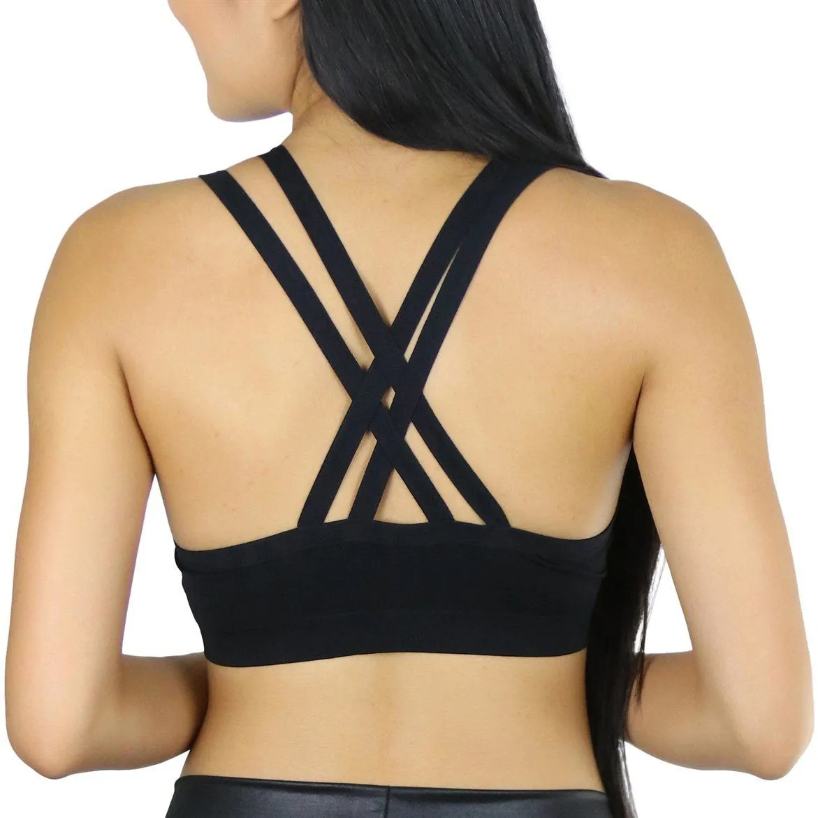 3-Pack: Women's Wire-Free Seamless Sports Bra with Cross-Back