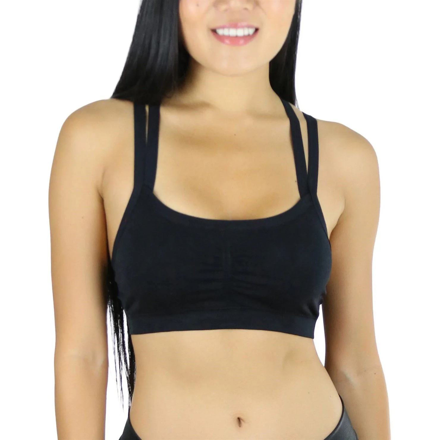 3-Pack: Women's Wire-Free Seamless Sports Bra with Cross-Back