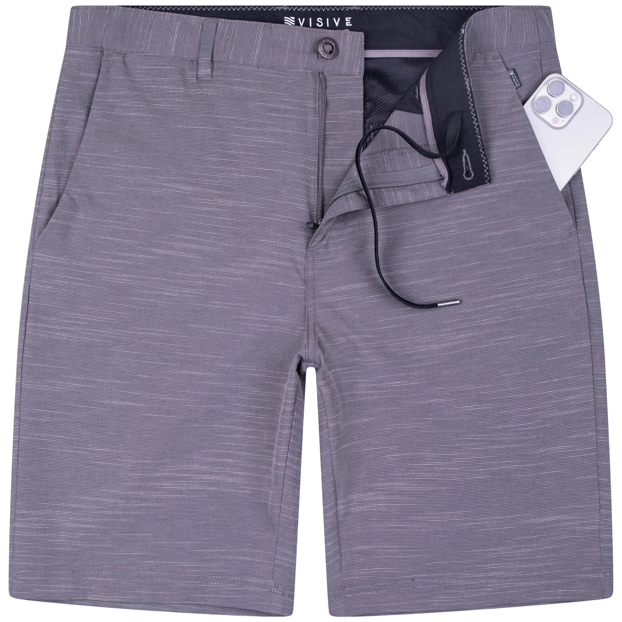 All In One Mens Hybrid Shorts - Slub Grey