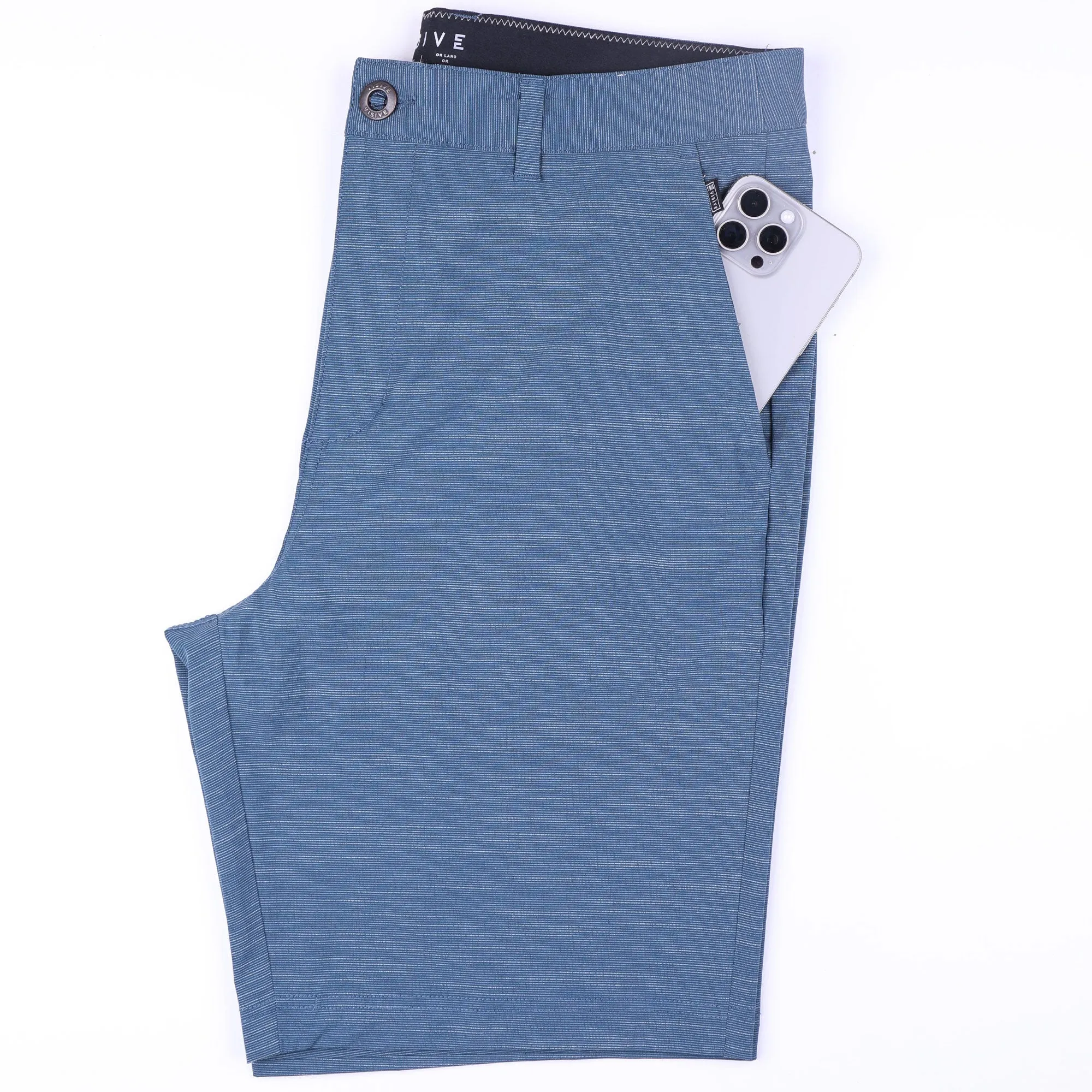 All In One Mens Hybrid Shorts - Slub Grey