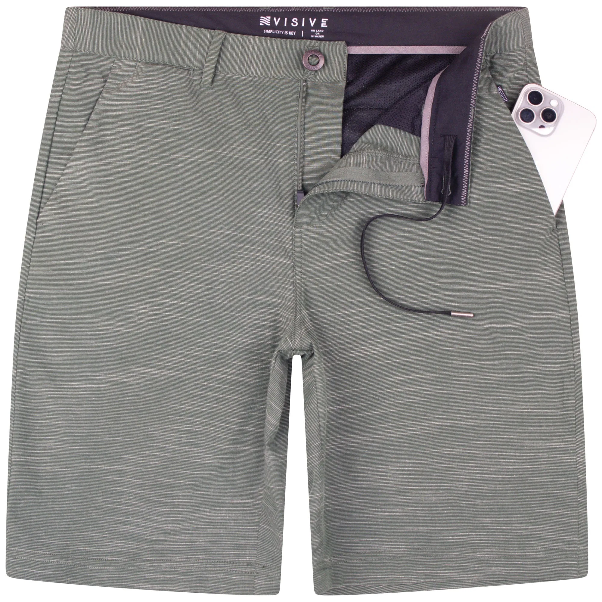 All In One Mens Hybrid Shorts - Slub Grey