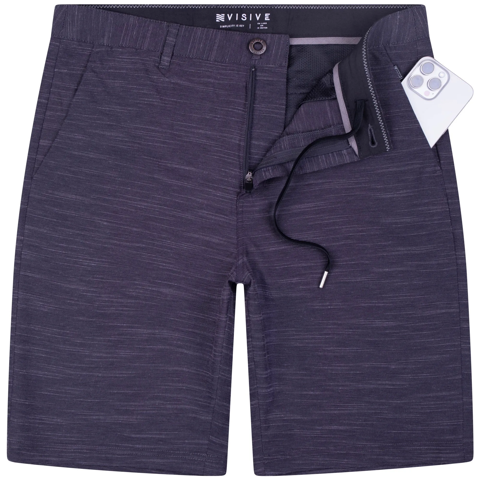 All In One Mens Hybrid Shorts - Slub Grey