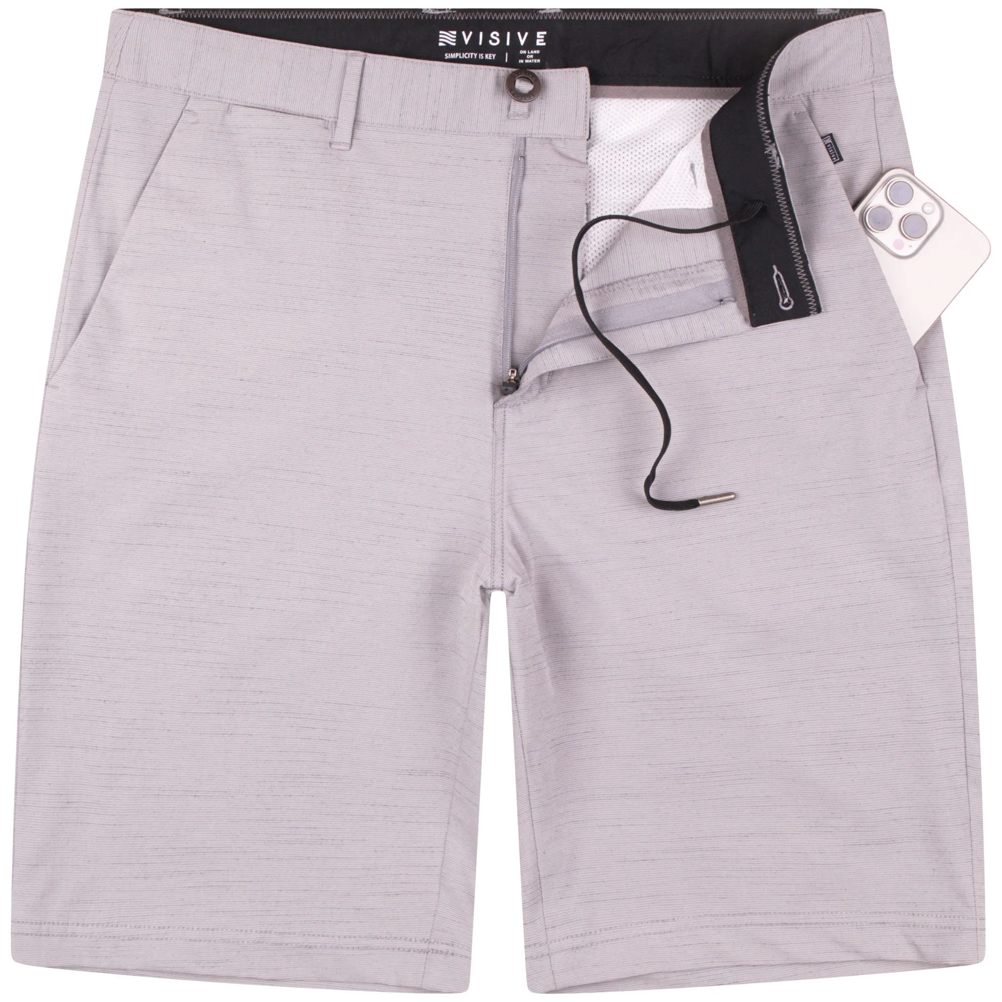 All In One Mens Hybrid Shorts - Slub Grey