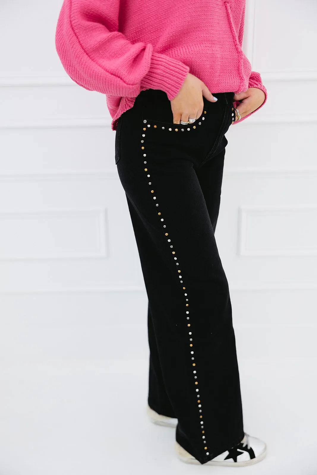 Ansley Stud Trim Jeans - Black