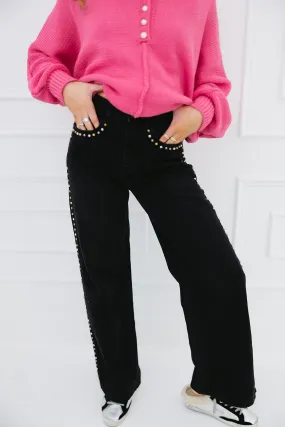 Ansley Stud Trim Jeans - Black