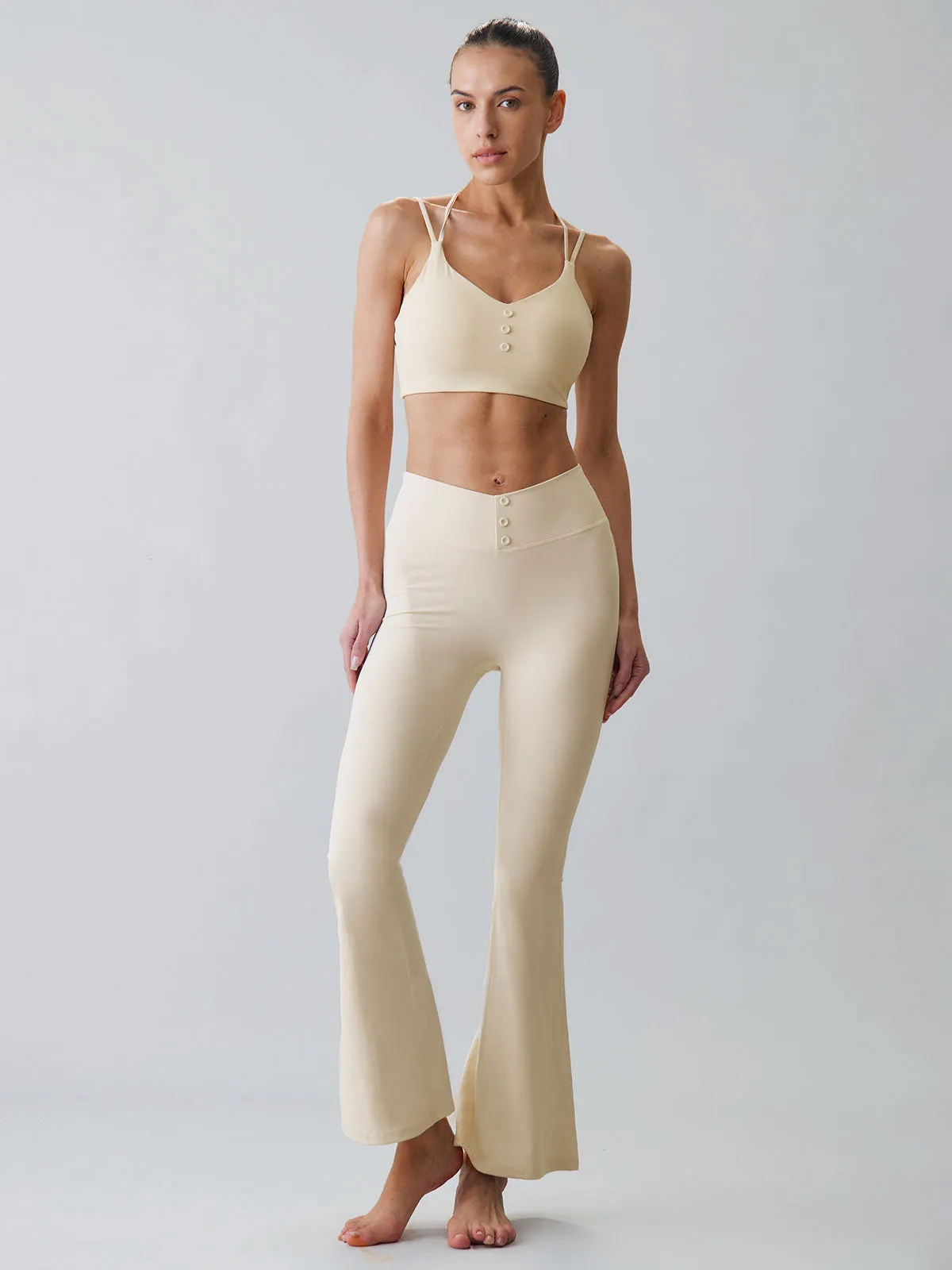 Apricot Triple Button Sports Bra - Light Support