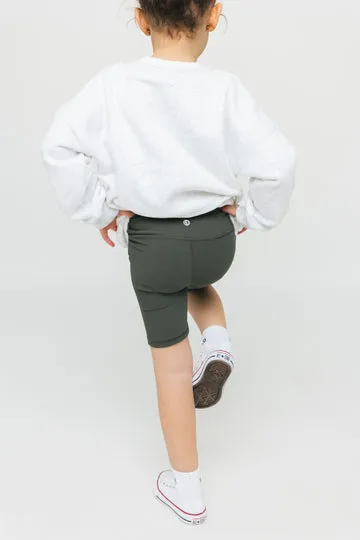 ATHLETIC RIBBED BIKER SHORT - FOREST