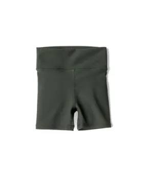 ATHLETIC RIBBED BIKER SHORT - FOREST