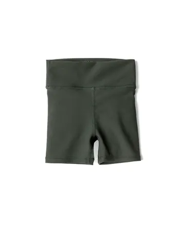 ATHLETIC RIBBED BIKER SHORT - FOREST