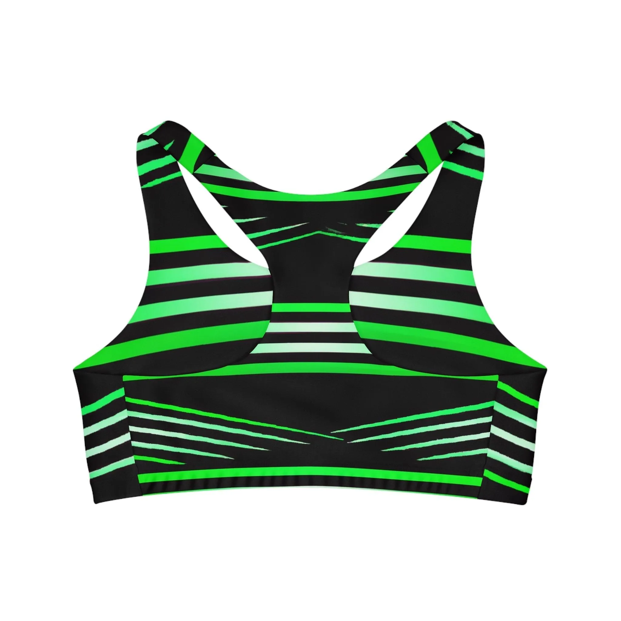 Black Green White Seamless Sports Bra