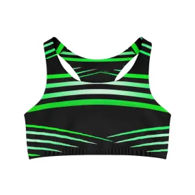 Black Green White Seamless Sports Bra
