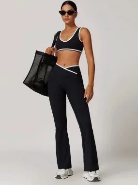 Black High Waist Wide-Leg Trousers - Women's Casual Yoga and Lounge Pants