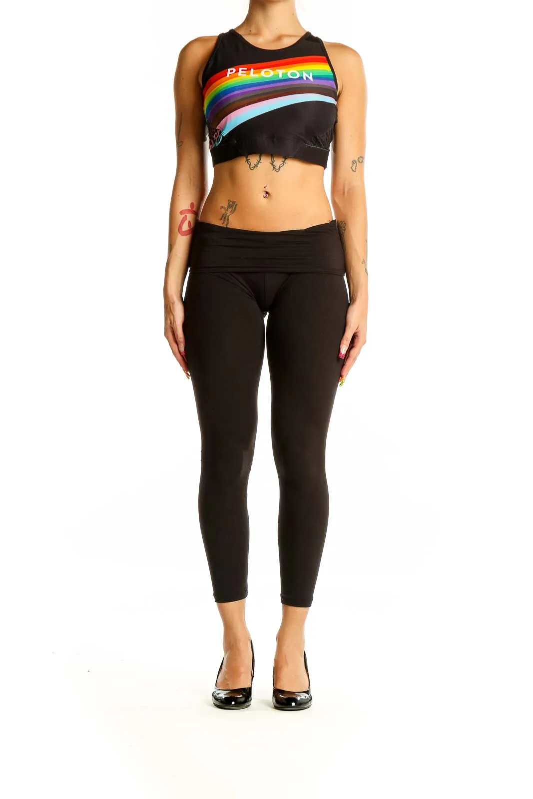 Black Rainbow Stripe Crop Top