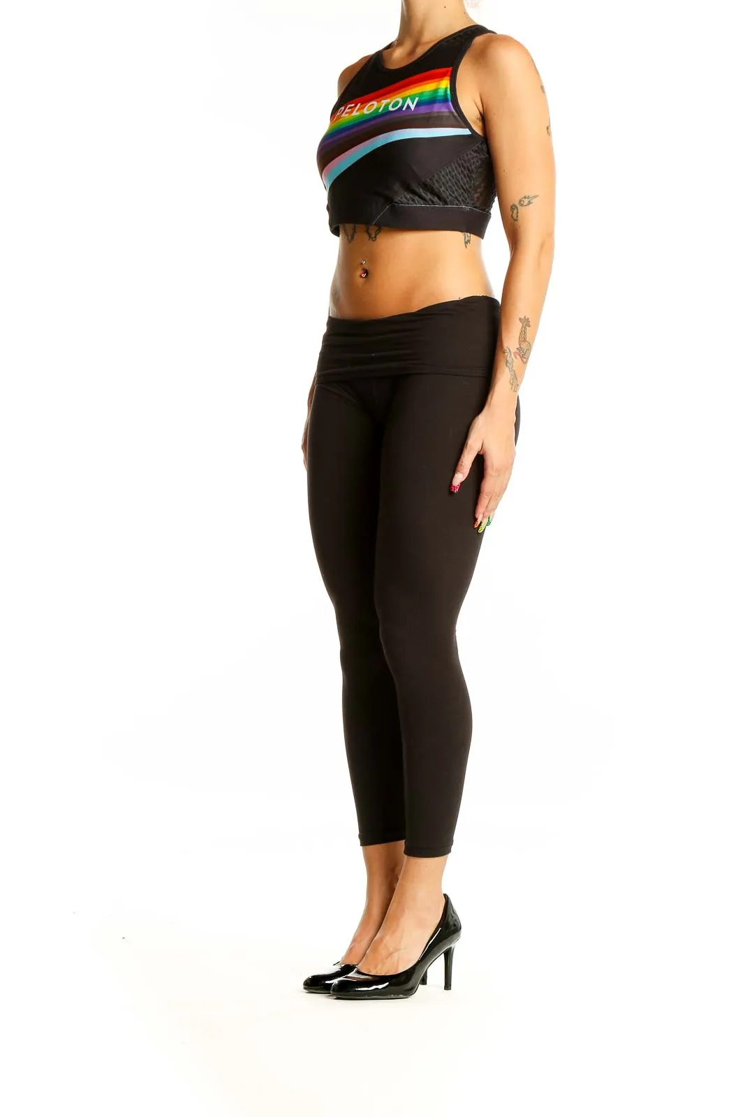 Black Rainbow Stripe Crop Top