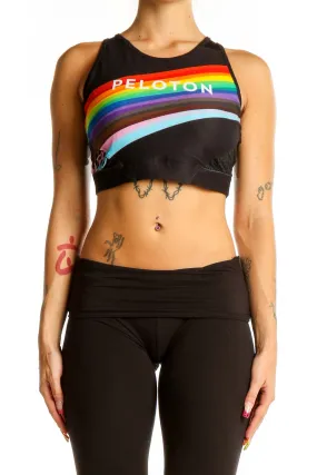 Black Rainbow Stripe Crop Top