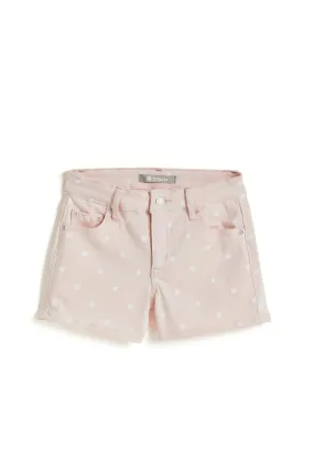 Brittany Pink Star Print Color Short With Fray Hem