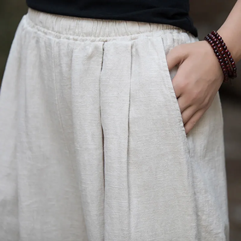 Buddha Stones Retro Wide Leg Pants Casual Women's Yoga Pants With Pockets