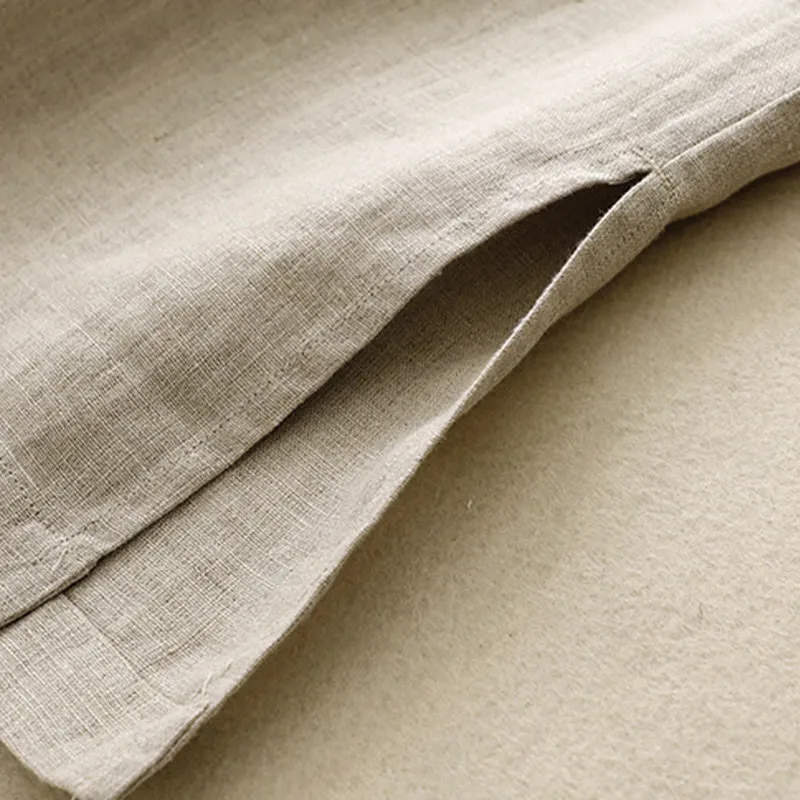 Buddha Stones Summer Simple Design Ankle-Length Cotton Linen Women's Wide Leg Pants With Pockets Zipper