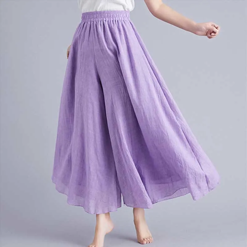 Buddha Stones Women Casual Loose Cotton Linen Wide Leg Pants For Yoga Dance