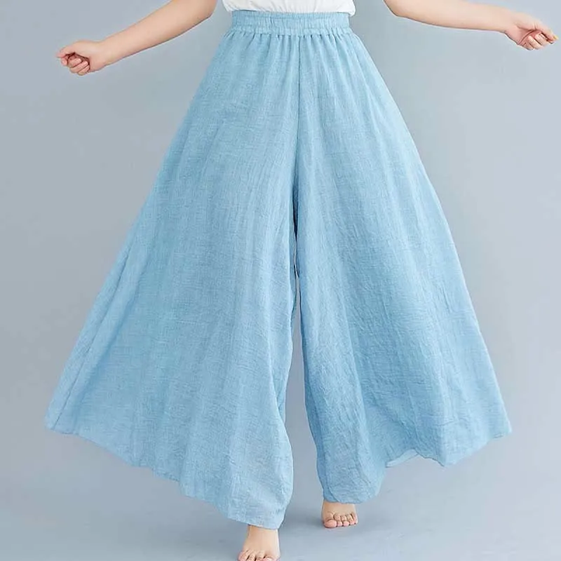 Buddha Stones Women Casual Loose Cotton Linen Wide Leg Pants For Yoga Dance
