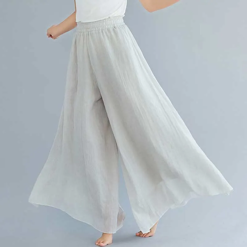 Buddha Stones Women Casual Loose Cotton Linen Wide Leg Pants For Yoga Dance