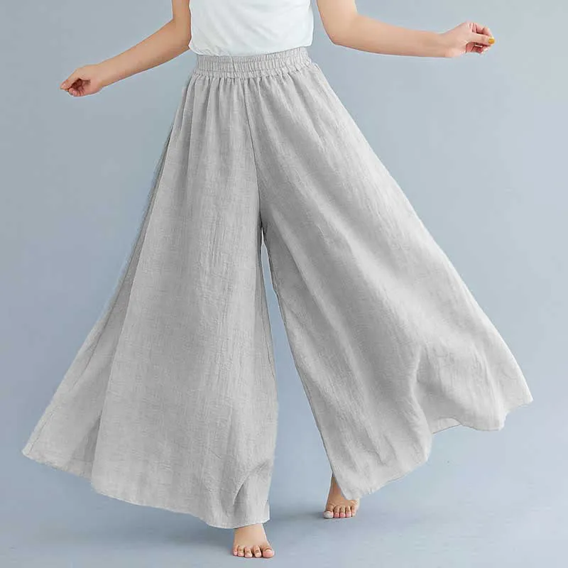 Buddha Stones Women Casual Loose Cotton Linen Wide Leg Pants For Yoga Dance