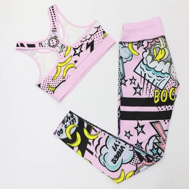 Cartoon Print Yoga Set