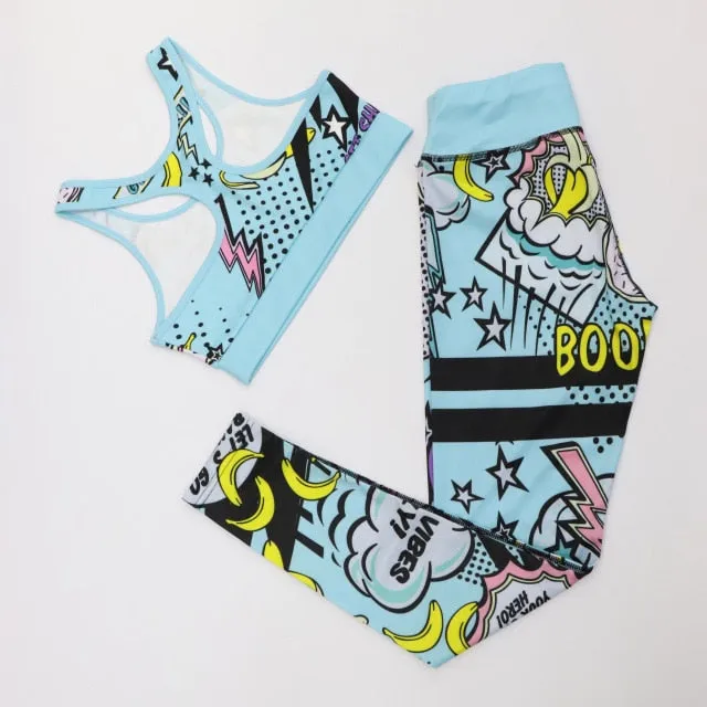 Cartoon Print Yoga Set