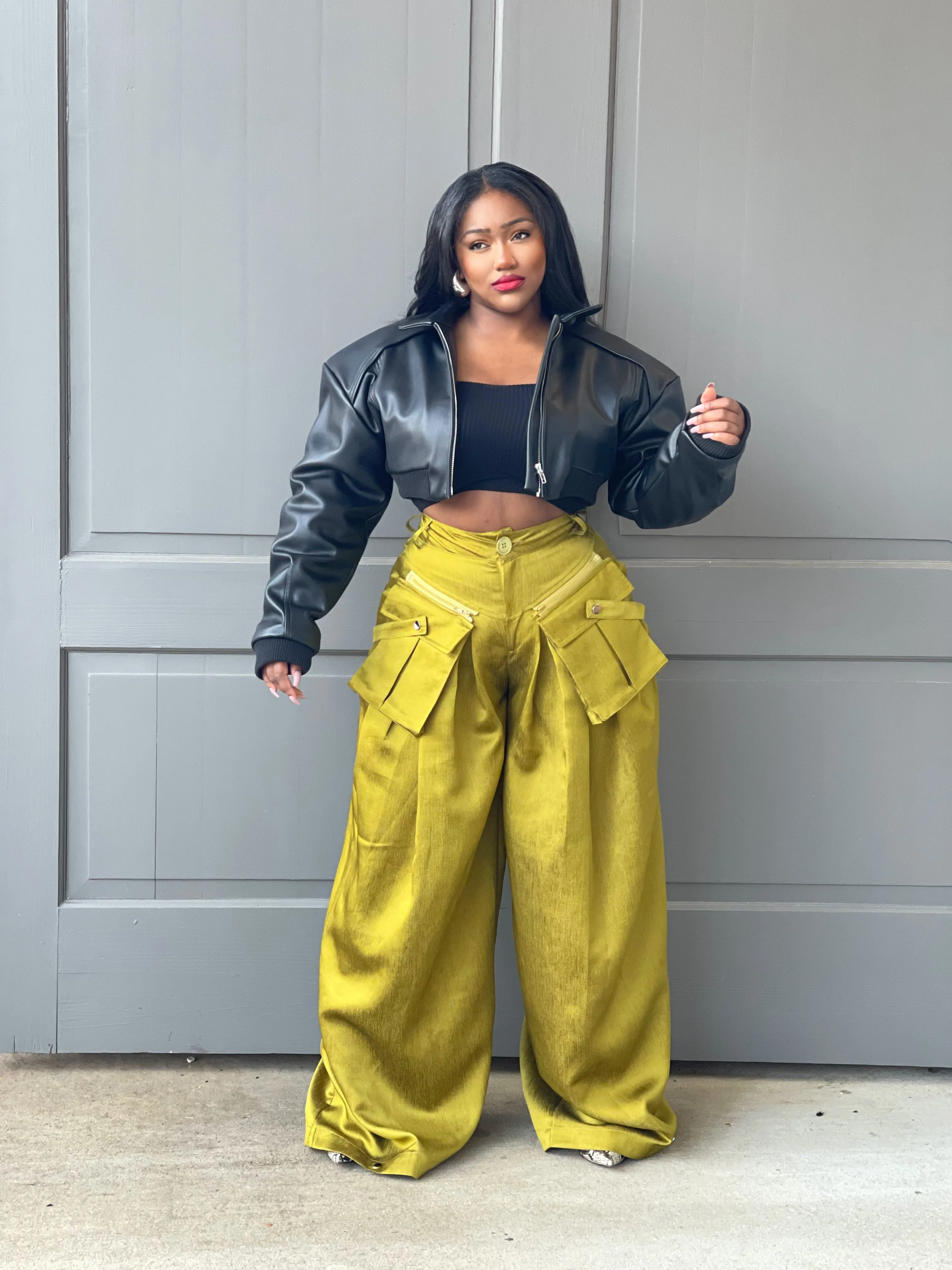 Chartreuse Wide Leg Pant