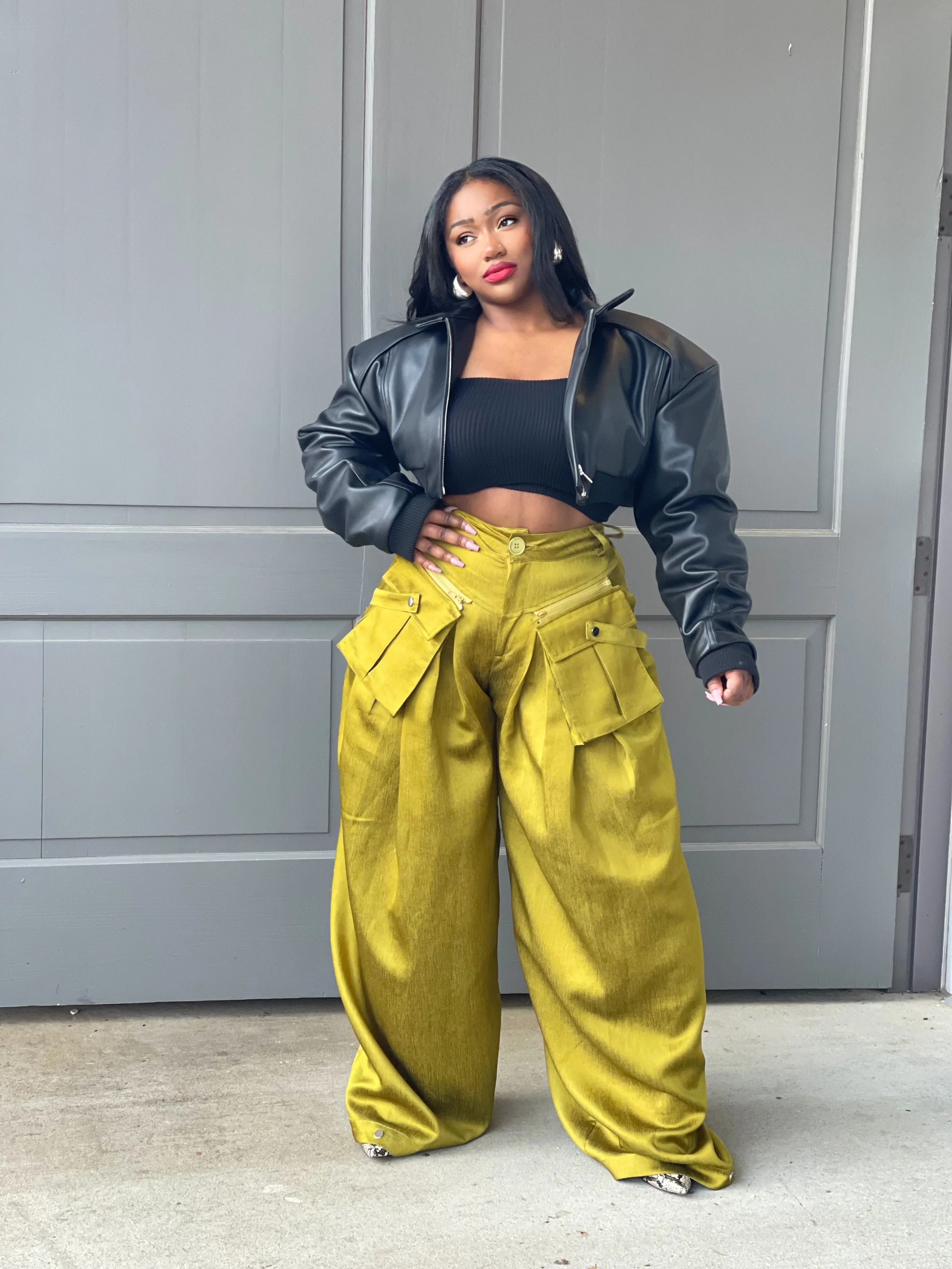 Chartreuse Wide Leg Pant