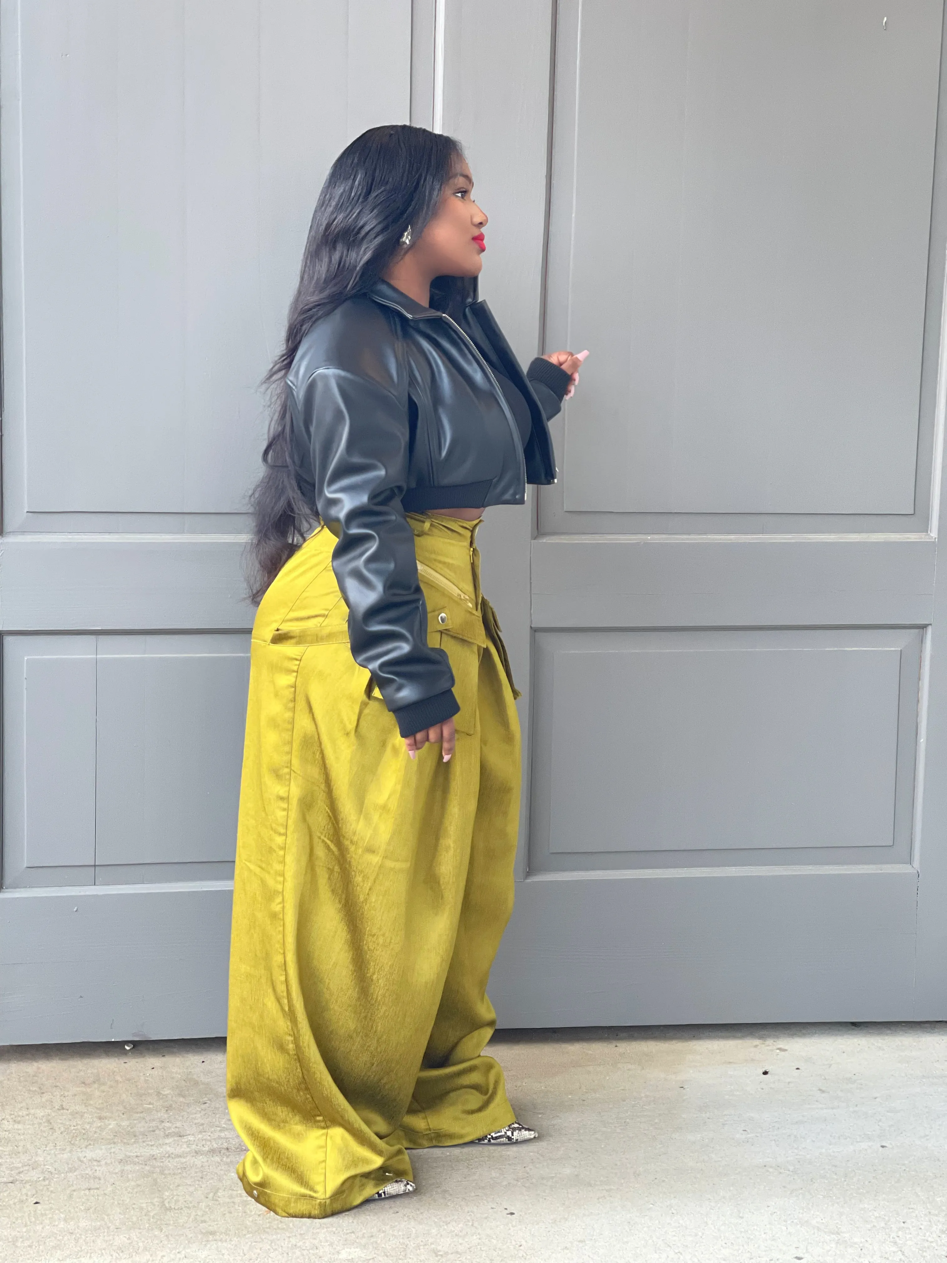 Chartreuse Wide Leg Pant