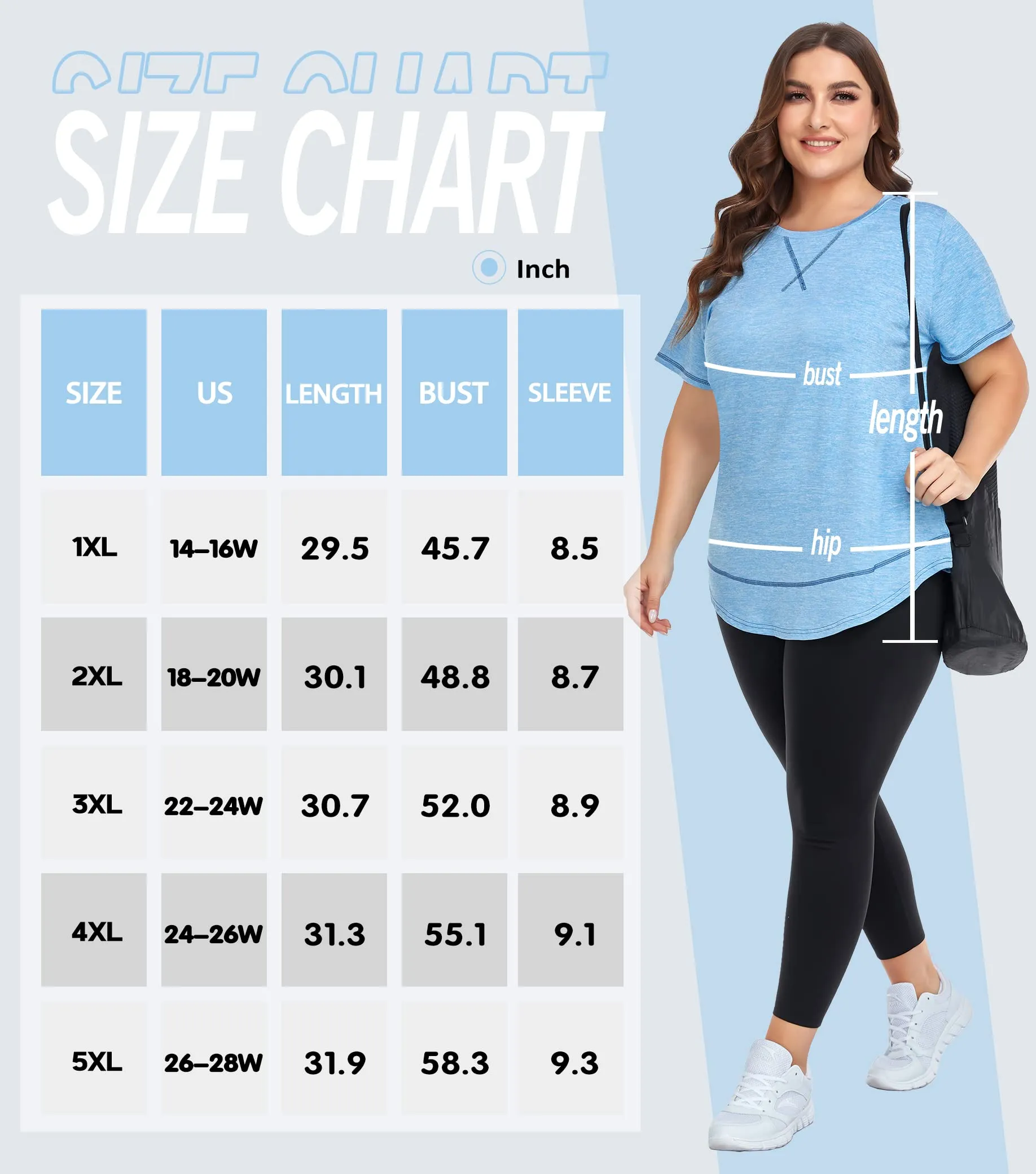 COOTRY Plus Size Workout Tops for Women Short Sleeve Loose fit Shirts Athletic Gym Yoga Clothing Short Blue 1XL