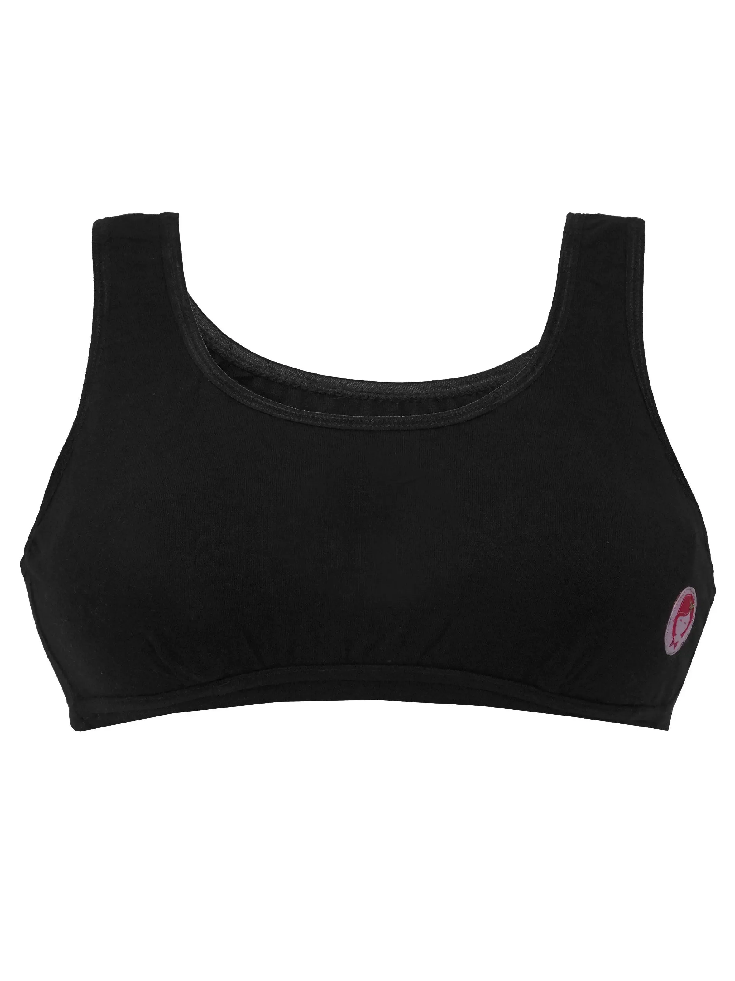 Cotton Athletic Bra with Double-Layer Broad Strap | Non-Padded | Solid Bra Set-of-2-
