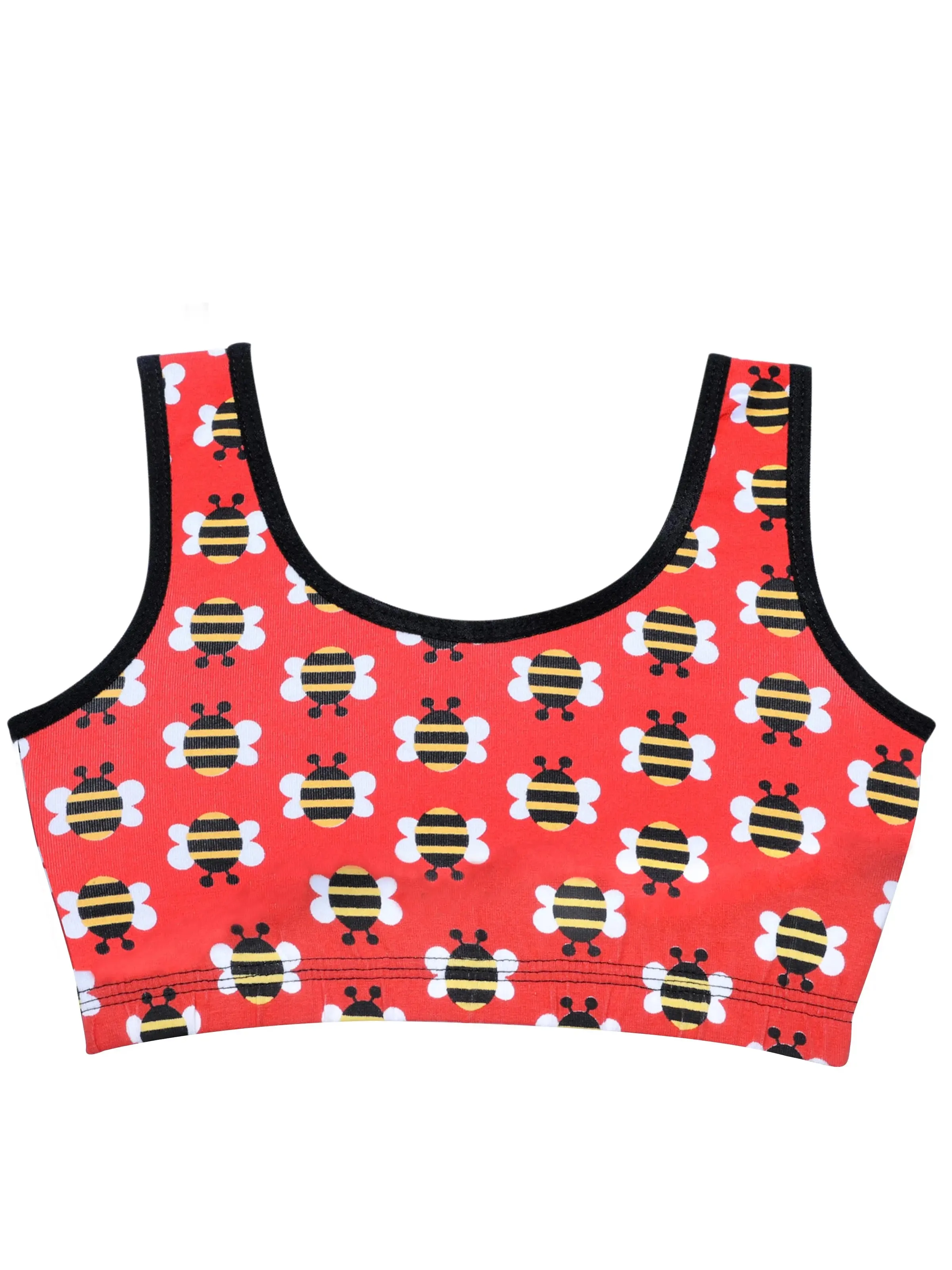 Cotton Athletic Bra with Double-Layer Broad Straps | Non-Padded Beginner Bra | Printed