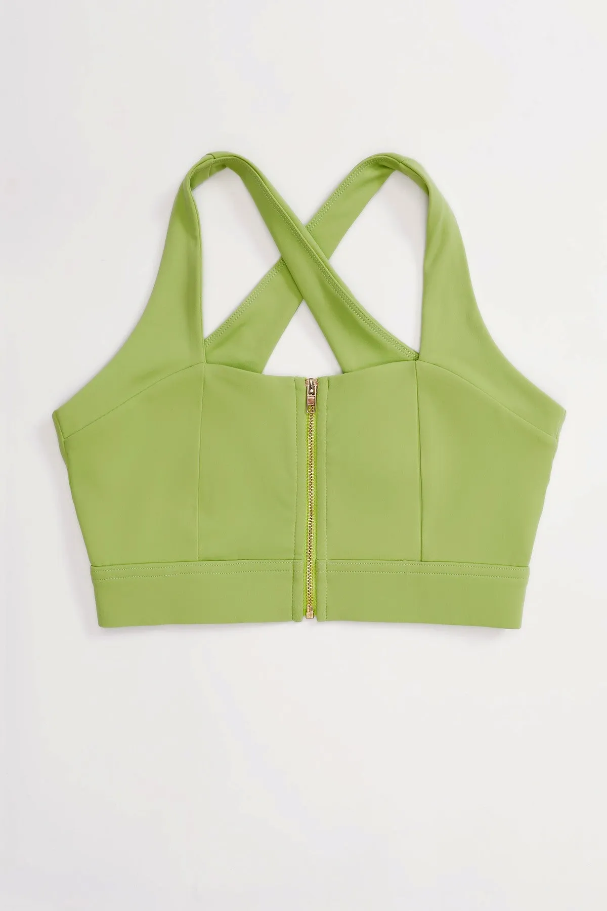 Crossover Straps Zip Front Sports Bra
