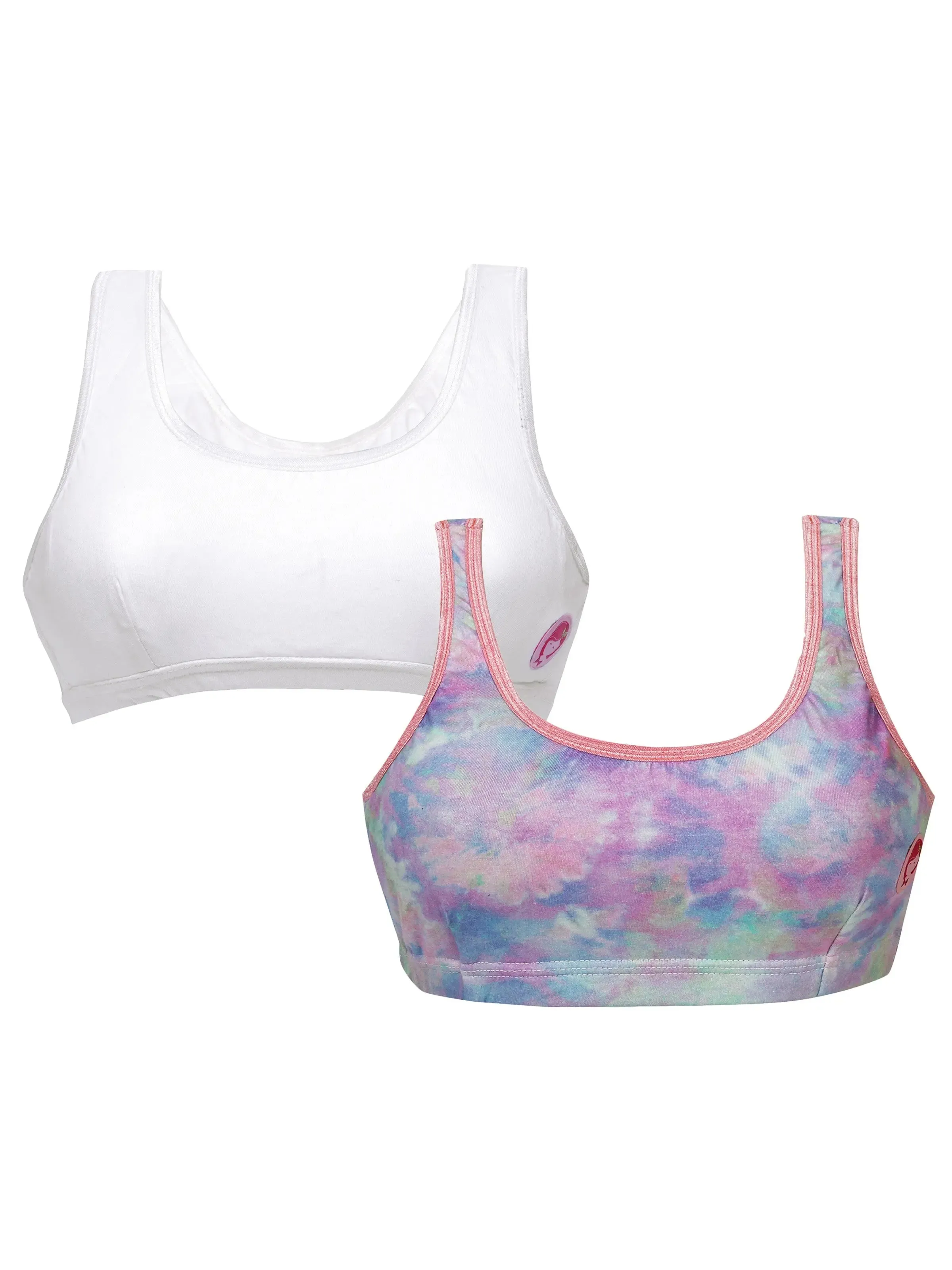 Double-Layer Broad Strap Cotton Supportive Sports Bras | Non-Padded | Printed & Solid Bra