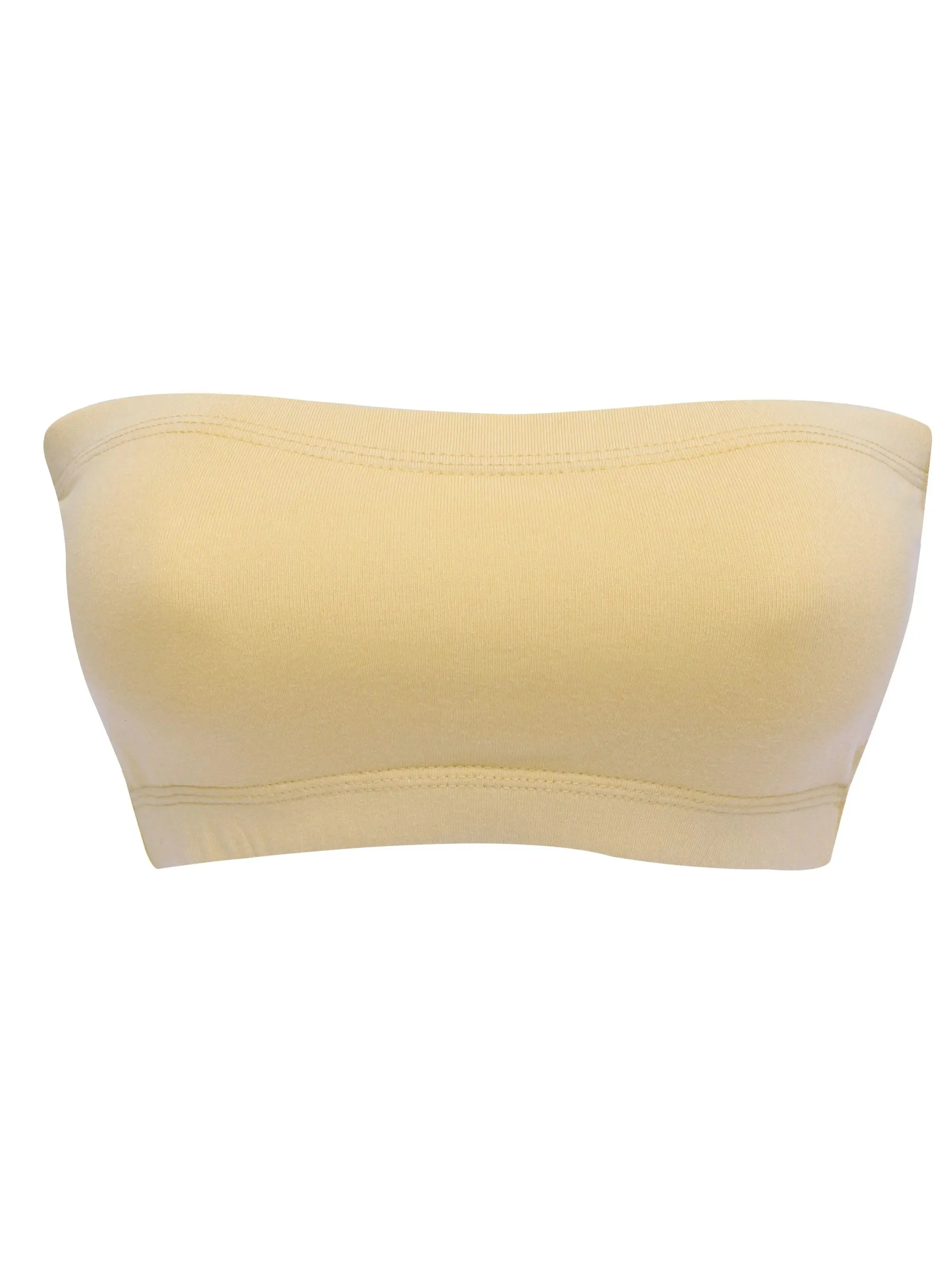 Double-Layer Cotton Strapless Bra | Non-Padded Bandeau Bra | Solid Skin Bra