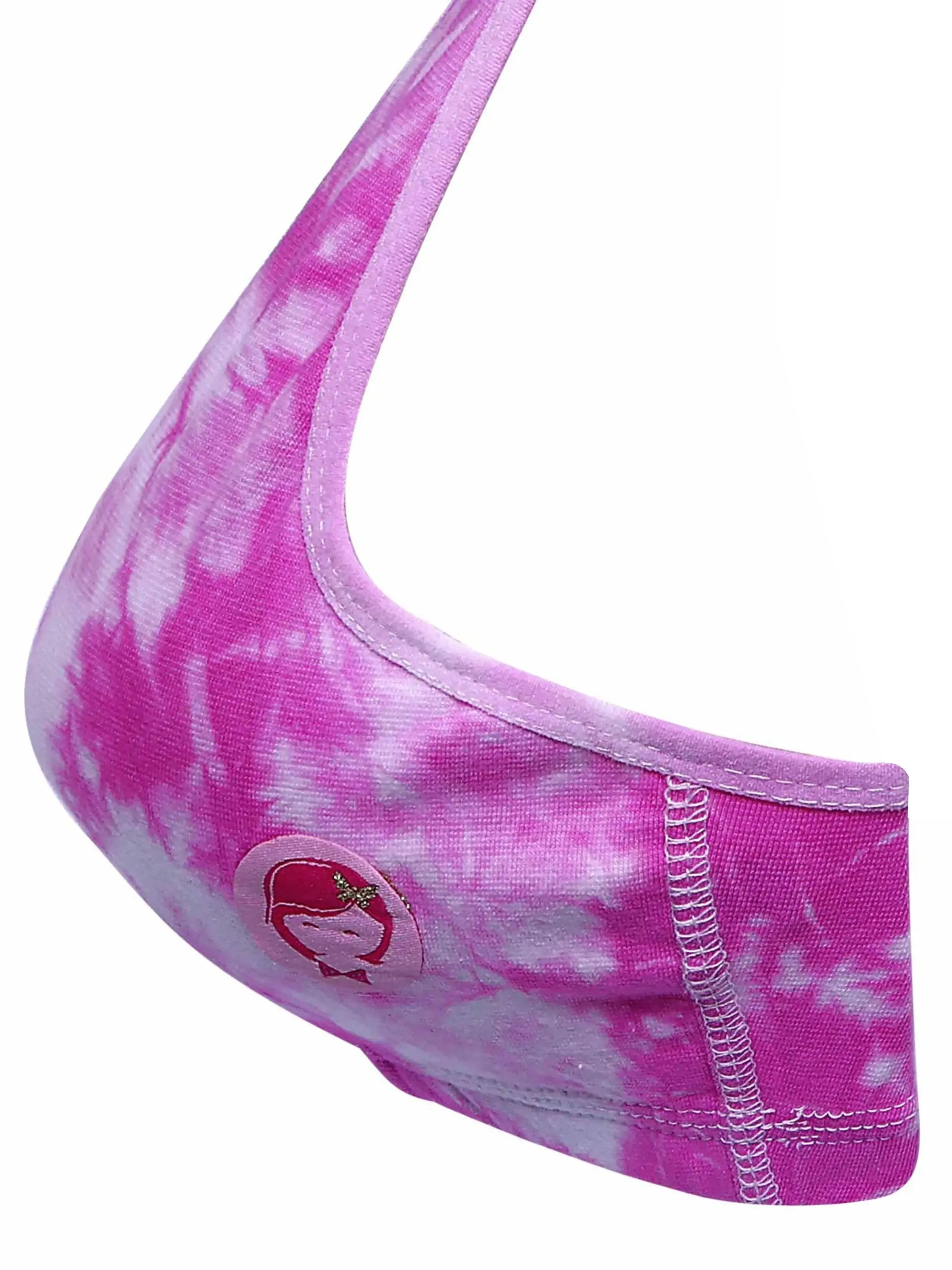 Double-Layer Thin Strap Cotton Sports Bra | Non-Padded Beginner Bra | Tie & Dye Print Bra