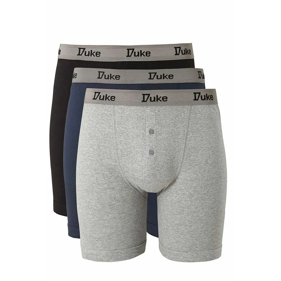 Duke London Mens Big Size 3 Pair Pack Jersey Boxer Shorts