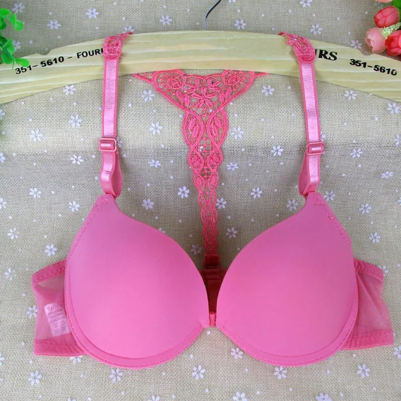 Fashionable Push Up Bra With Lace, Front Closure