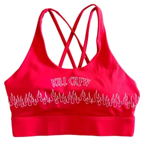 FLAME HIGH SUPPORT SPORTS BRA - RED / WHITE