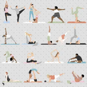 Flat Vector Yoga People