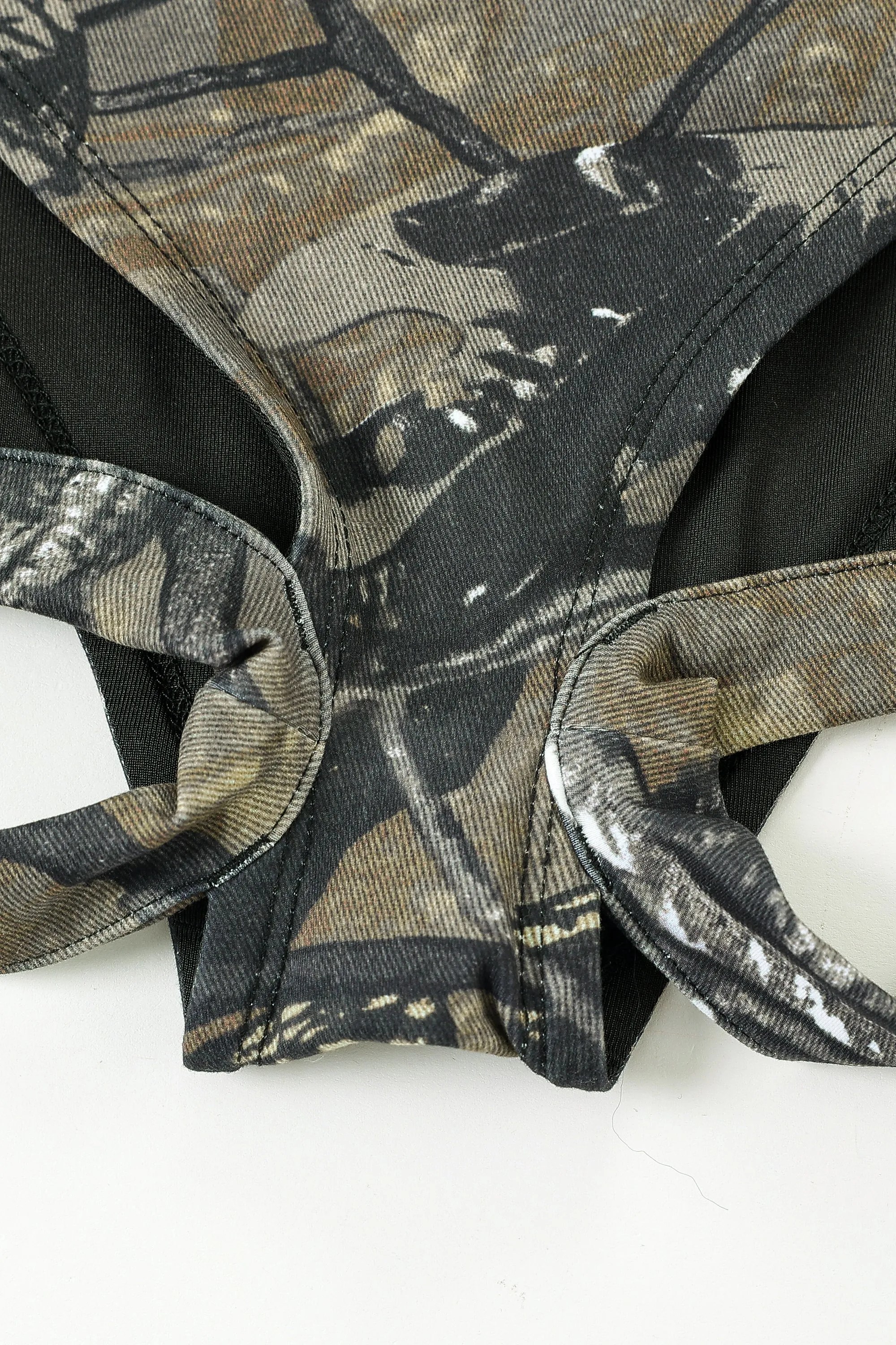 Forest Camo High Waist Garter Bikini Bottom