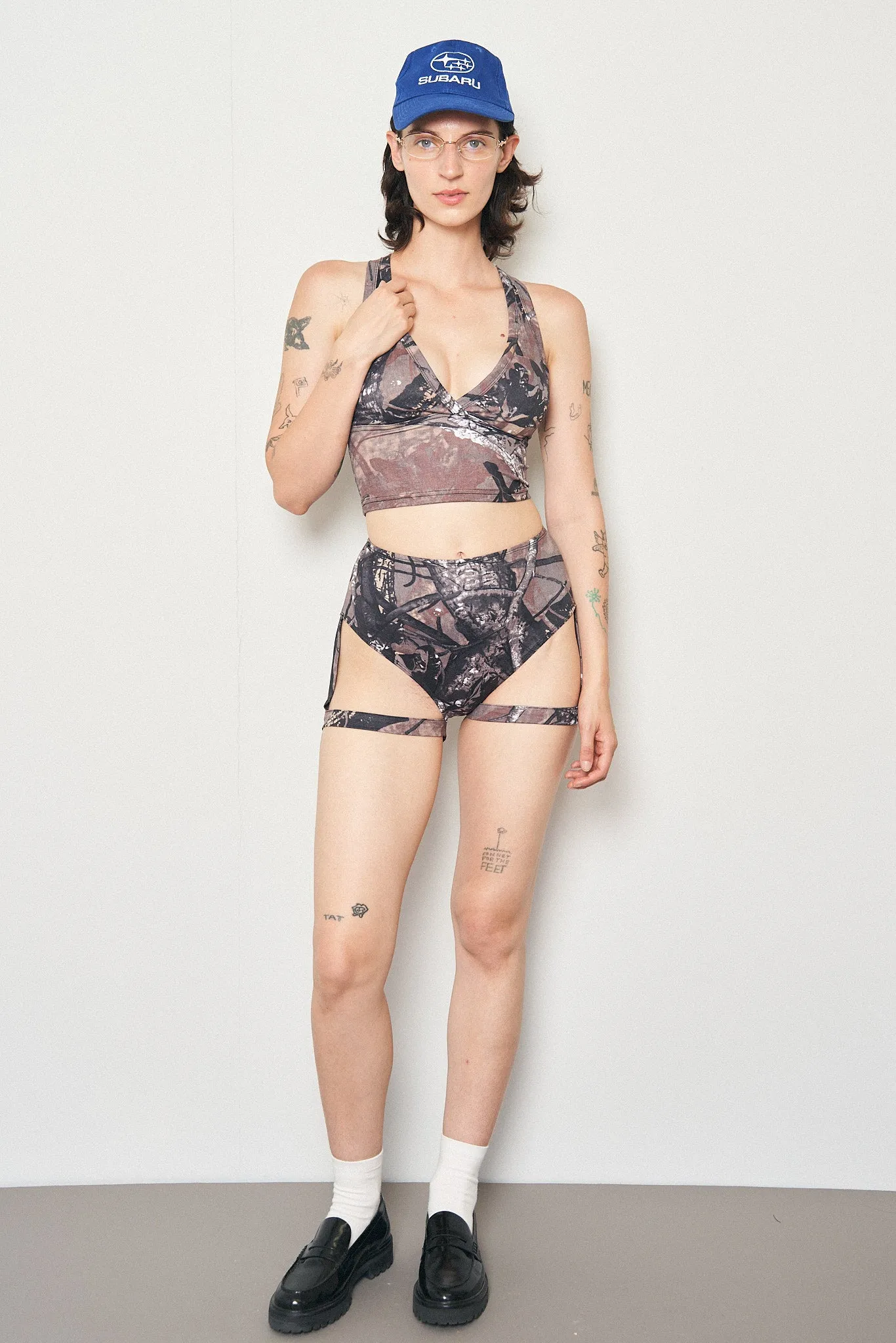 Forest Camo High Waist Garter Bikini Bottom