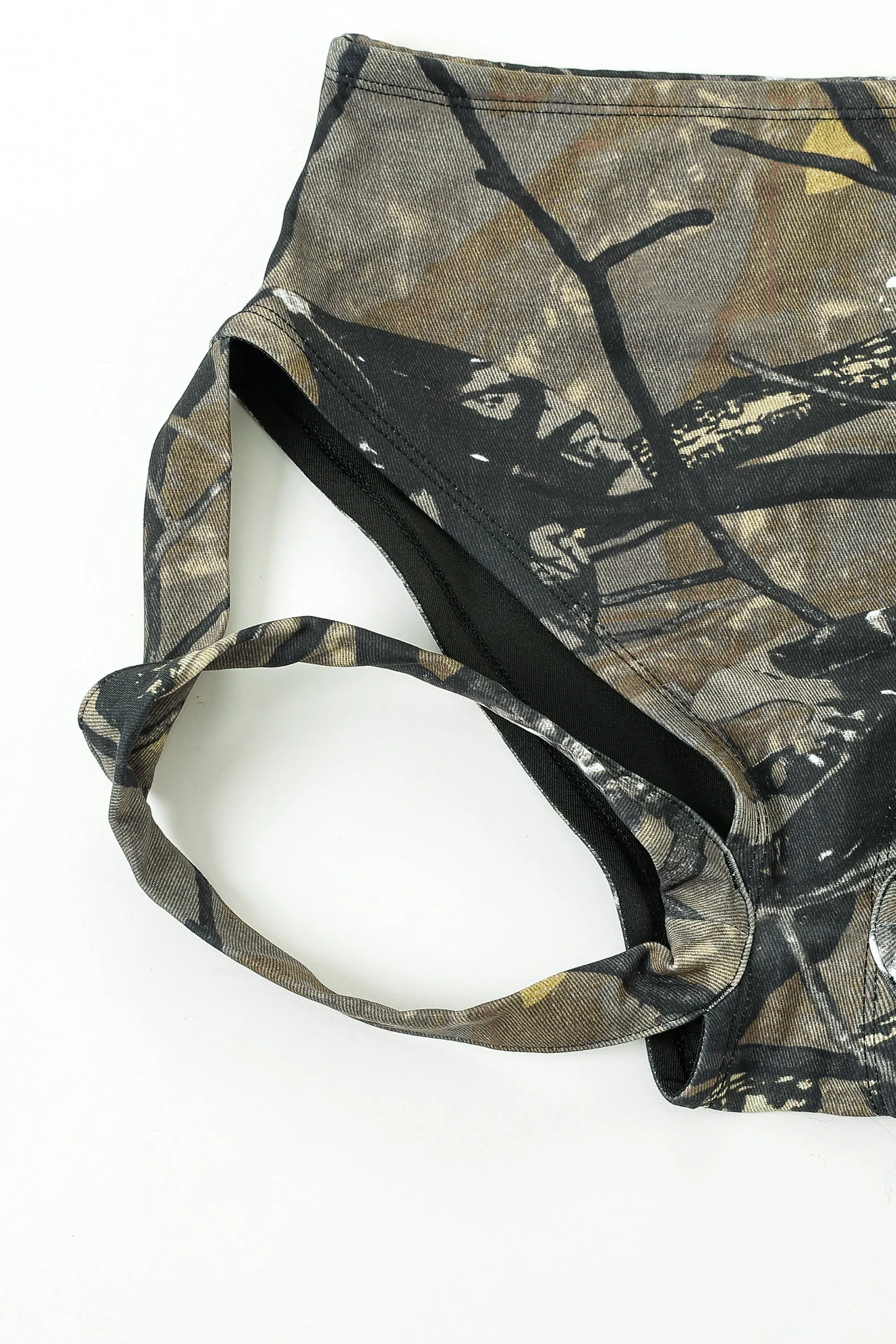 Forest Camo High Waist Garter Bikini Bottom