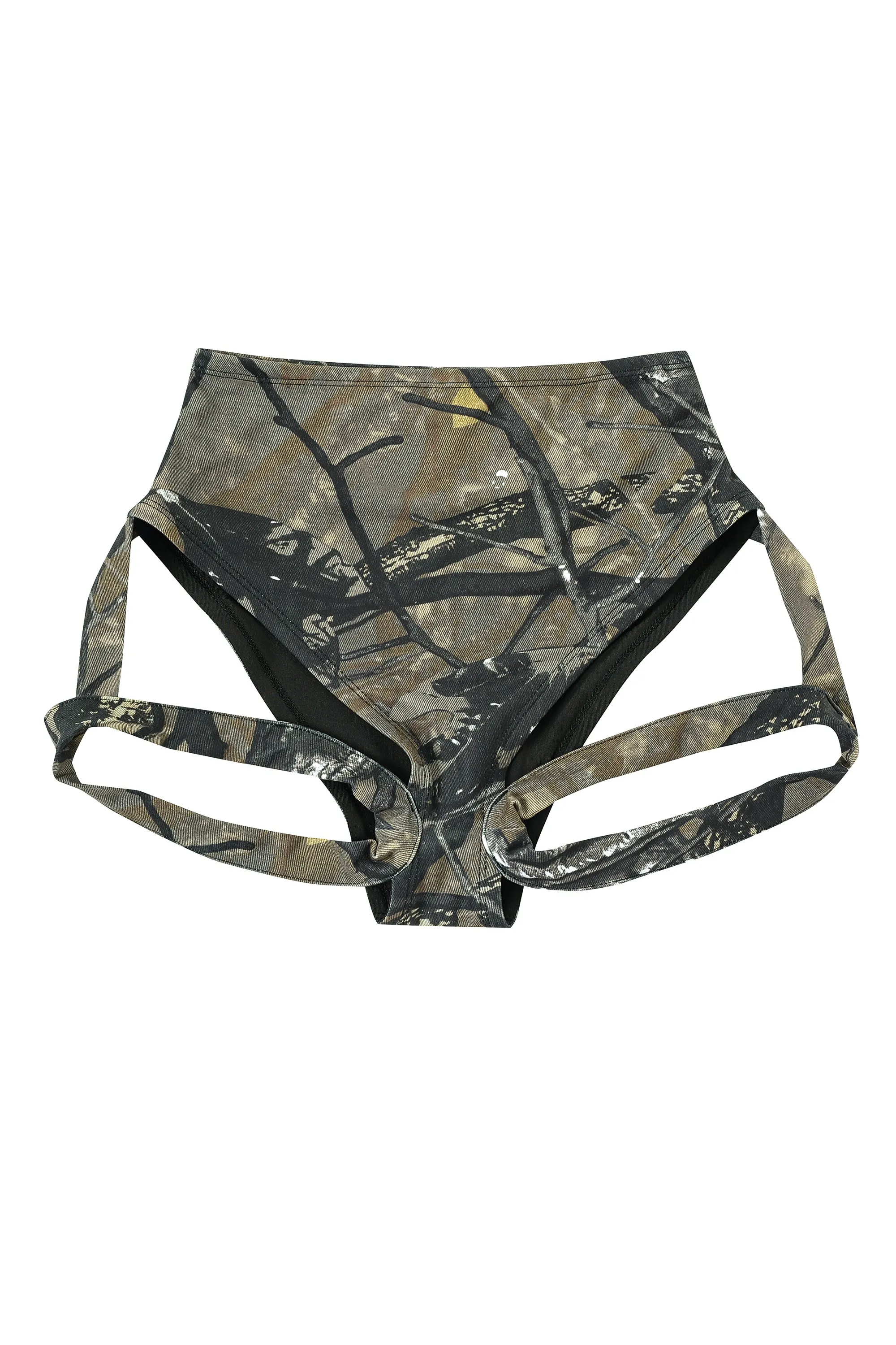 Forest Camo High Waist Garter Bikini Bottom