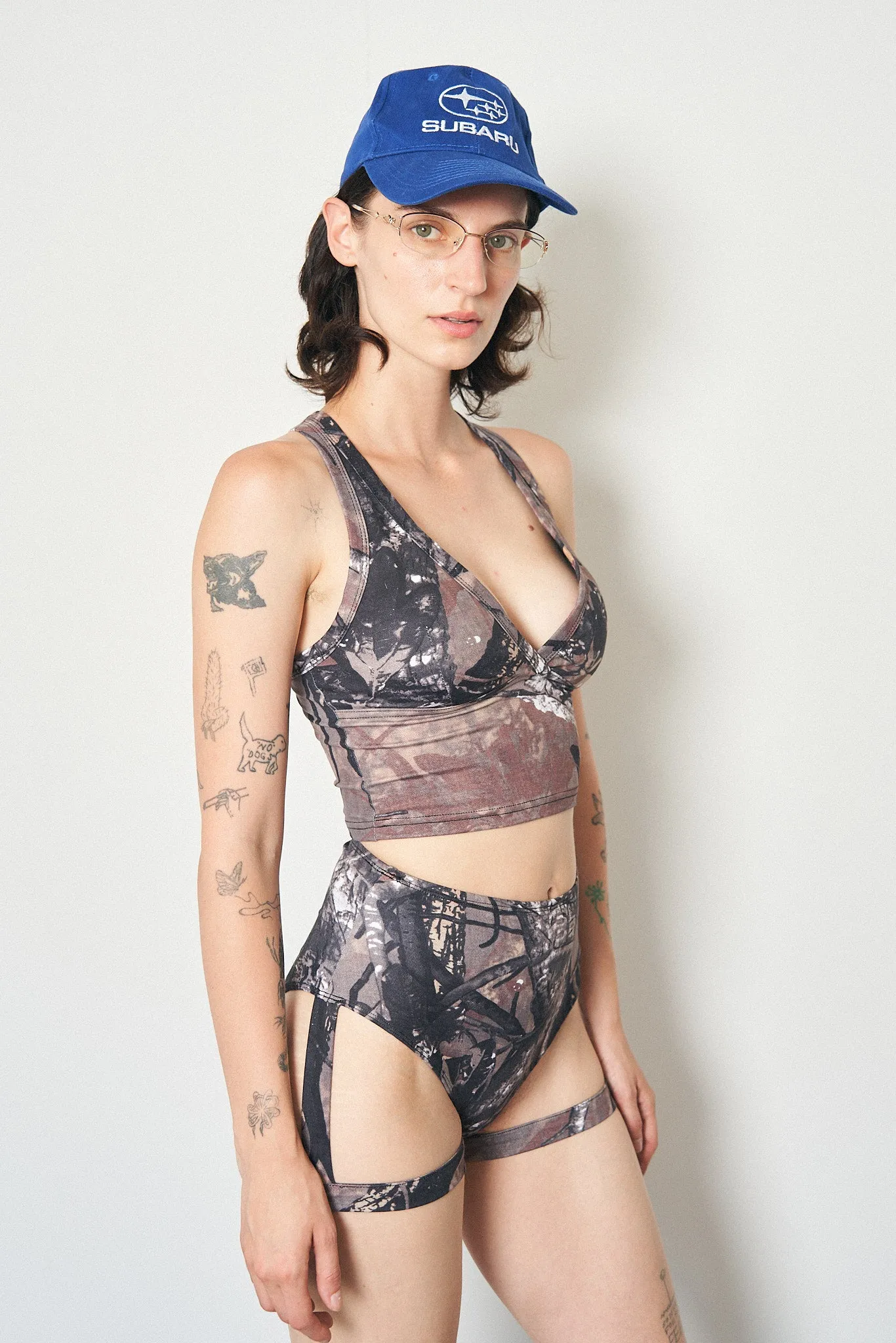 Forest Camo High Waist Garter Bikini Bottom