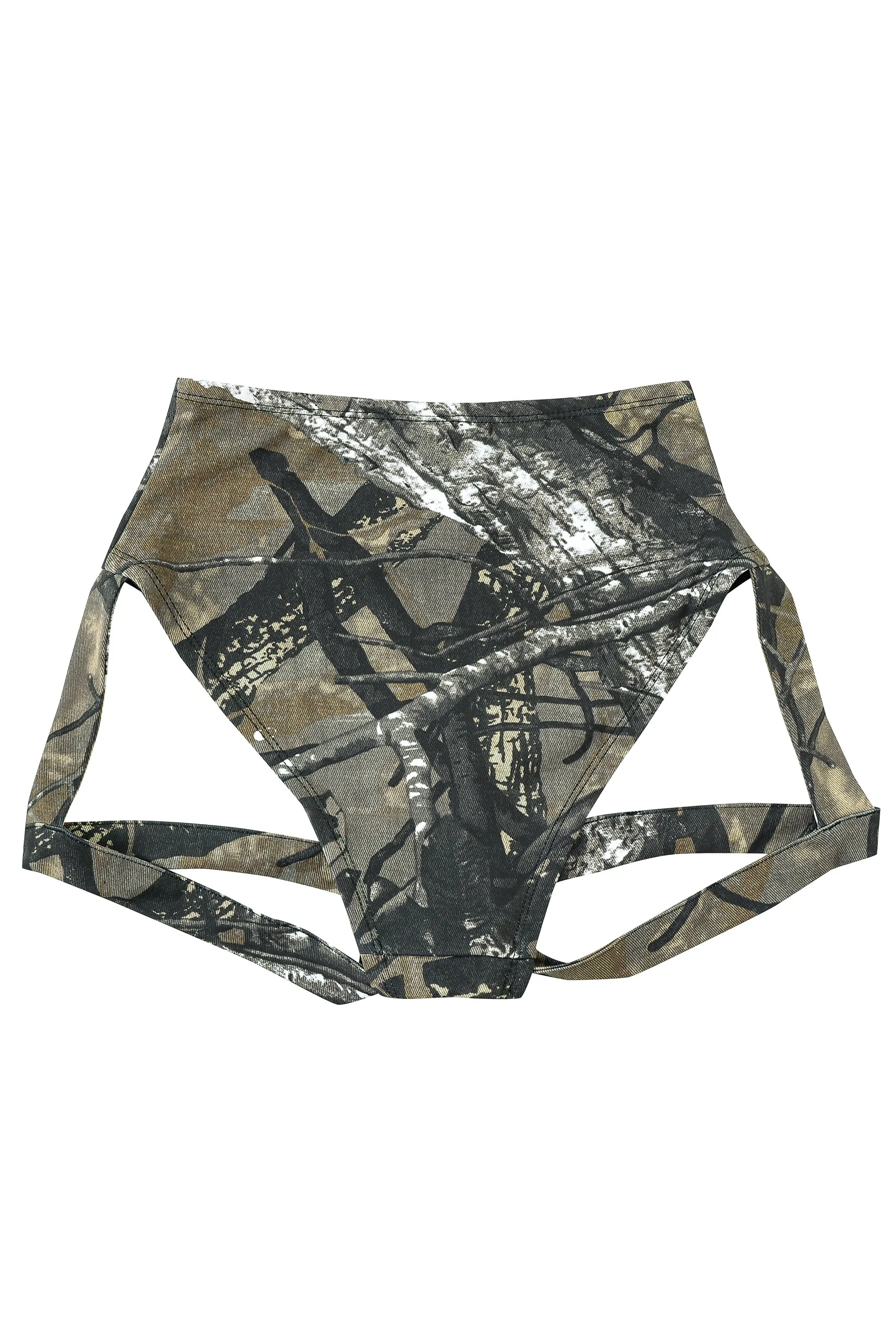 Forest Camo High Waist Garter Bikini Bottom