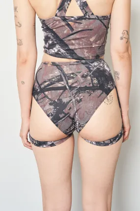 Forest Camo High Waist Garter Bikini Bottom